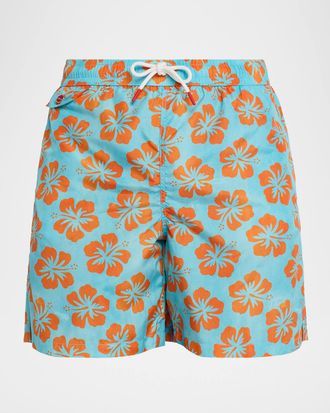 Kiton Mens Tropical Floral Swim Trunks