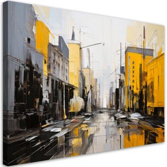 Artgeist Artgeist - Quadro Su Tela, Architettura Della Citt&agrave; Astratto Giallo - 120x80