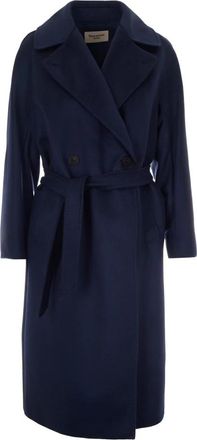 Max Mara Resina Double-Breasted Coat - Dames - Mantel - Blauw - S - Wol - Jassen