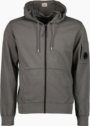 C.P. Company Mens Light Fleece Lens Zip Hoodie - Smoked Pearl - Size: 40