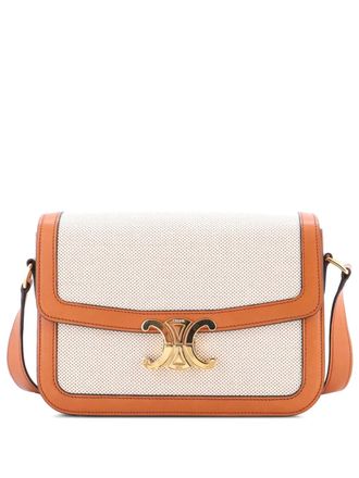 Celine Triomphe Shoulder Bag Canvas with Leather Medium crossbody bag - Marrone