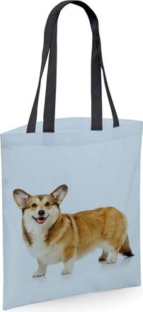 Bang Tidy Clothing Corgi 2 Gifts for Dog Lovers Owners - Reusable Shopper Shoulder Tote Bags with Dogs on - Blue
