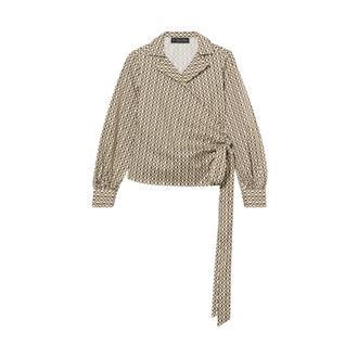 Brooks Brothers Optical Wrap Katoenen Blouse - Dames - Blouses - Groen - L - Katoen - Overhemden