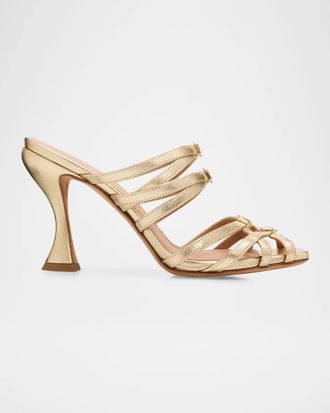 Zimmermann 85mm Solstice Metallic Leather Mules