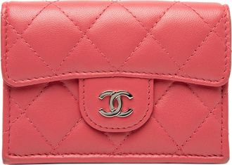 Chanel Pre-owned Womens Cc Quilted Lambskin Compact Flap Wallet - Light Pink Leather - One Size
