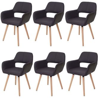 Hhg Non utilizzato] Set 6x sedie sala da pranzo soggiorno cucina HHG 429 ii design retro legno ecopelle marrone