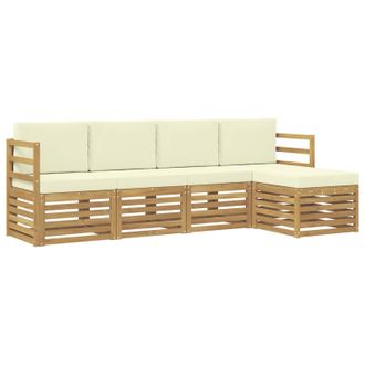 vidaXL Conjunto De Sof&aacute;s De Exterior 5 Pcs Blanco Y Crema Vidaxl