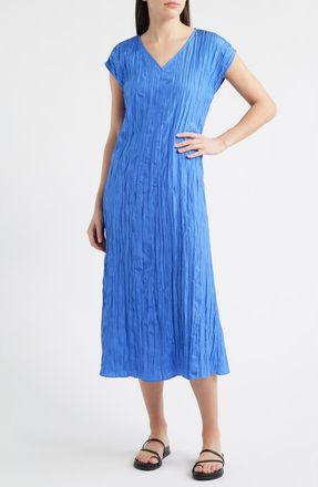 Eileen Fisher Cap Sleeve Silk Maxi Dress in Blue Star at Nordstrom, Size Xx-Small