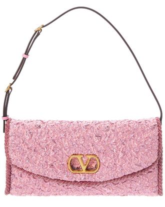 Valentino Devain Small Leather-Trim Shoulder Bag