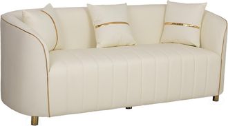 Wanderlust Deco Sof&aacute; De Piel Sint&eacute;tica Beige 185x72x76h Cm