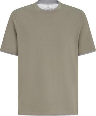 Brunello Cucinelli Cotton Jersey Crew Neck T-shirt With Faux-layering