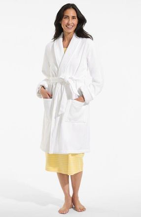 Lands End Cotton Terry Knee Length Spa Bath Robe in White at Nordstrom, Size X-Large P