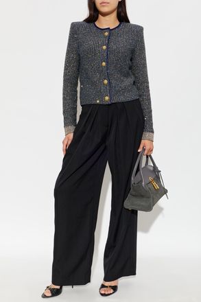 Balmain Sequin Cardigan, Womens, Navy Blue