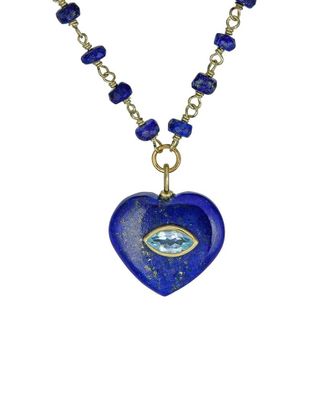Rachel Reinhardt Jewelry 14K Over Silver Gemstone Heart Necklace