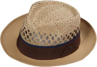 Dasmarca Mens Womens Summer Straw Fedora Wide Brim Hat - Ronan Khaki L
