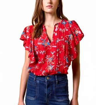 Cleobella Sheenie Blouse In Fiore Rosso