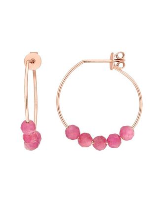 Rina Limor Silver 1.14 Ct. Tw. Pink Tourmaline Hoop Earrings