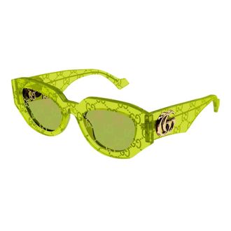 Gucci Sunglasses, unisex, Green, 51 MM, Bold Square Sunglasses Green Mirrored