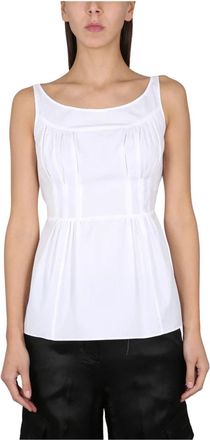 Aspesi Sleeveless Tie-Waist Top - Dames - Tops zonder mouwen - Wit - L - Katoen - Tops