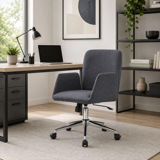 Dmora Silla De Oficina Daase, Sill&oacute;n Con Reposabrazos, Asiento De Oficina Ergon&oacute;mico, 54x55h65/84 Cm, Gris - Dmora