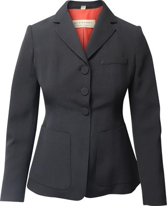 Burberry Pre-owned Womens Semi-Flared Fit Blazer in Black Wool - Size 4 UK
