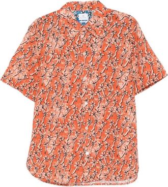 Paul Smith Field Floral Katoenen Shirt - Heren - Korte mouwen Overhemden - Veelkleurig - S - Katoen - Overhemden