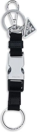 Prada Zwarte Nylon Sleutelhanger