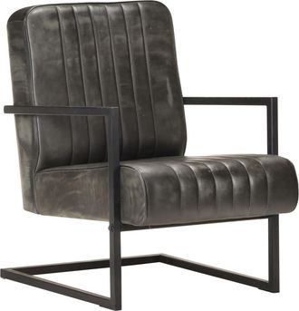 vidaXL Sill&oacute;n Voladizo Cuero Aut&eacute;ntico Gris Envejecido Vidaxl