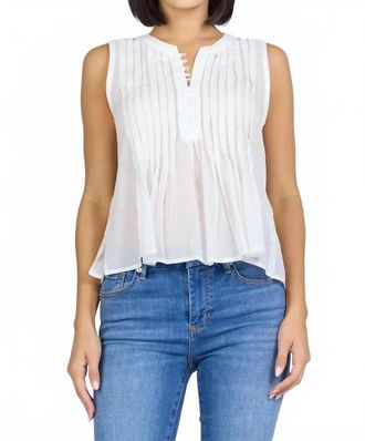 Dear John Denim Lucy Sleeveless Pleated Top In White