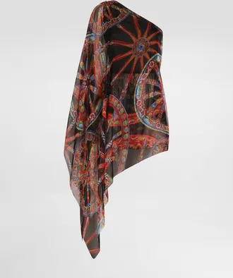 Dolce & Gabbana One-shoulder Carretto-print Chiffon Dress - Woman Dresses Multicolor 36