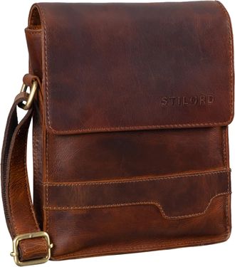 STILORD Sven Mens Bags Shoulder Leather Small Brown Messenger for Men Vintage Cross Body Bag for 8 inch Tablets DIN A5 Satchel Genuine Leather, Colour:Florida