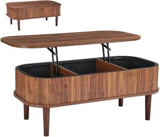 OEM Mesa De Centro Elevable 1000 X 480 X 405 Mm, Mesa De Sal&oacute;n O Comedor Con Espacio Oculto, Acabado Acanalado, Estilo Moderno, Mesita Multifuncional, Par