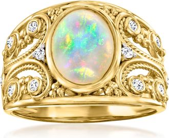 Ross-Simons Ethiopian Opal Ring With White Topaz in 18kt Gold Over Sterling