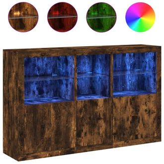 Berkfield Home Sideboard with LED Lights Smoked Oak 162x37x100 cm in Brown | Size: 162 x 37 x 100 cm
