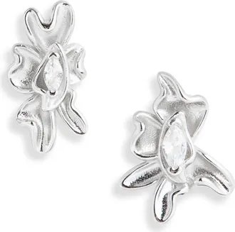 Collina Strada Mini Molten Flower Earrings in Crystal Clear at Nordstrom