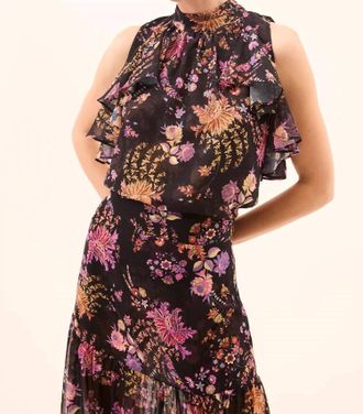 Misa Kyra Sleeveless Mock Neck Top In Dusted Cluster Chiffon
