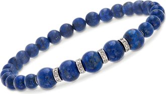 Ross-Simons 6-8mm Lapis Bead and. Diamond Stretch Bracelet With Sterling Silver