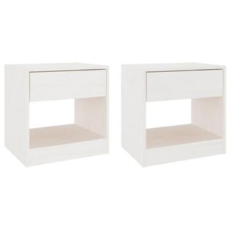 vidaXL Vidaxl - Mesitas De Noche 2 Uds Madera Maciza De Pino Blanca 40x31x40 Cm