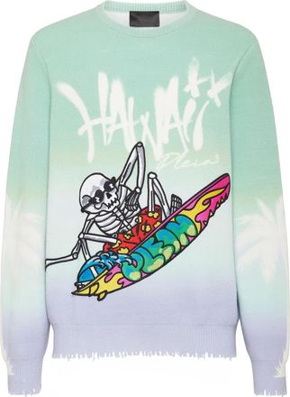 Philipp Plein Pullover Round Neck Hawaii - Heren - Ronde hals truien - Veelkleurig - 2XL - Katoen - Truien & Vesten