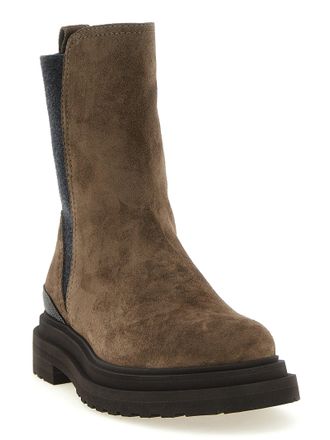 Brunello Cucinelli Womens Brown Calfskin Ankle Boots
