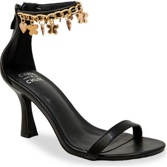 Chase + Chloe by Intouch Footwear Iridessa Charm Ankle Strap Sandal in Black at Nordstrom Rack, Size 6.5
