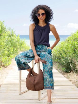 Heine Shirttop HEINE, Damen, Gr. 34, marine, 95% Baumwolle, 5% Elasthan, unifarben, Rundhals, Tops Shirttop