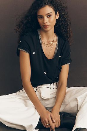 Pilcro The Quinn Short-Sleeve V-Neck Tee by Pilcro