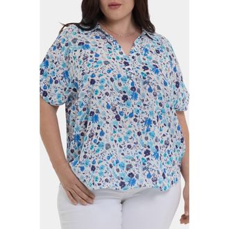 NYDJ Becky Georgette Popover Top in Jimena Garden at Nordstrom Rack, Size 2X