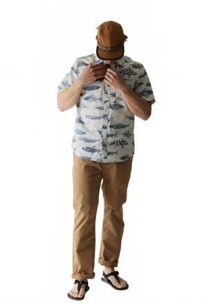 Kavu Printed Spot Cotton Shirt In Big Blue Fish