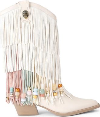 Kurt Geiger Fringe Western Boot in Open White at Nordstrom, Size 6.5Us