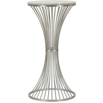Dmora Tavolino da salotto Sitnica, Tavolo basso da caff&egrave;, Portariviste per divano, Ripiano da soggiorno, Argento, 40x40 h79 cm - Dmora