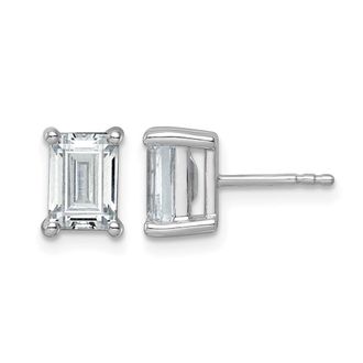Diamond2Deal 14k Gold 3 ct Emerald Lab Grown Diamond Stud Earrings VS Clarity, G-H Color
