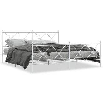 Berkfield Home Metal Bed Frame without Mattress with Footboard White 183x213cm | Size: 183x213 cm