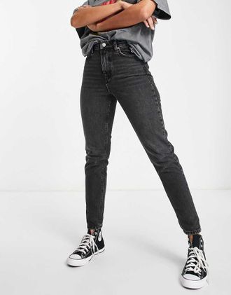 Topshop Original - Mom jeans a vita alta nero slavato